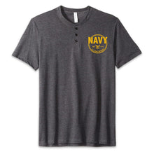 Load image into Gallery viewer, Navy Veteran Mens Henley T-Shirt