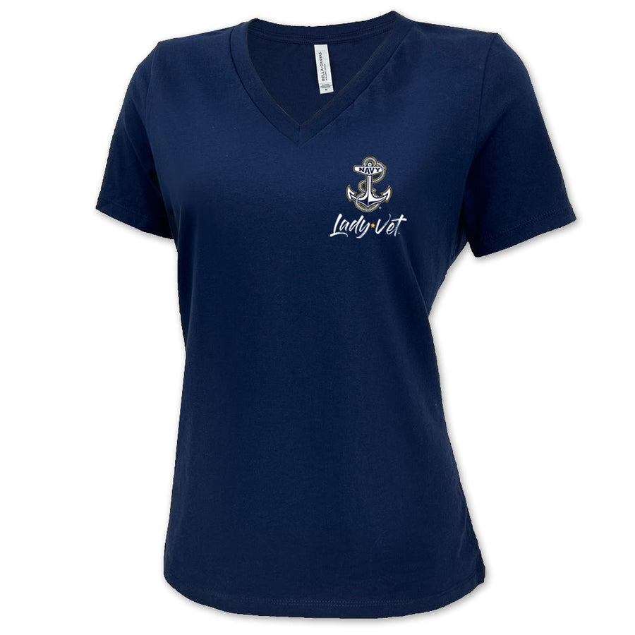 Navy Lady Vet Left Chest Logo V-Neck T-Shirt