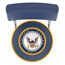 Load image into Gallery viewer, Navy Eagle Stool with Back (Chrome Finish)*