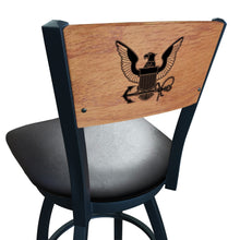 Load image into Gallery viewer, Navy Eagle Swivel Stool with Laser Engraved Back*