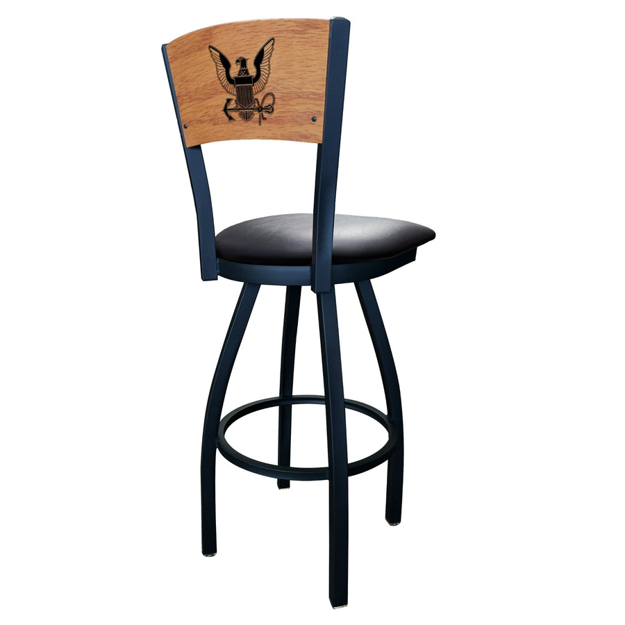 Navy Eagle Swivel Stool with Laser Engraved Back*