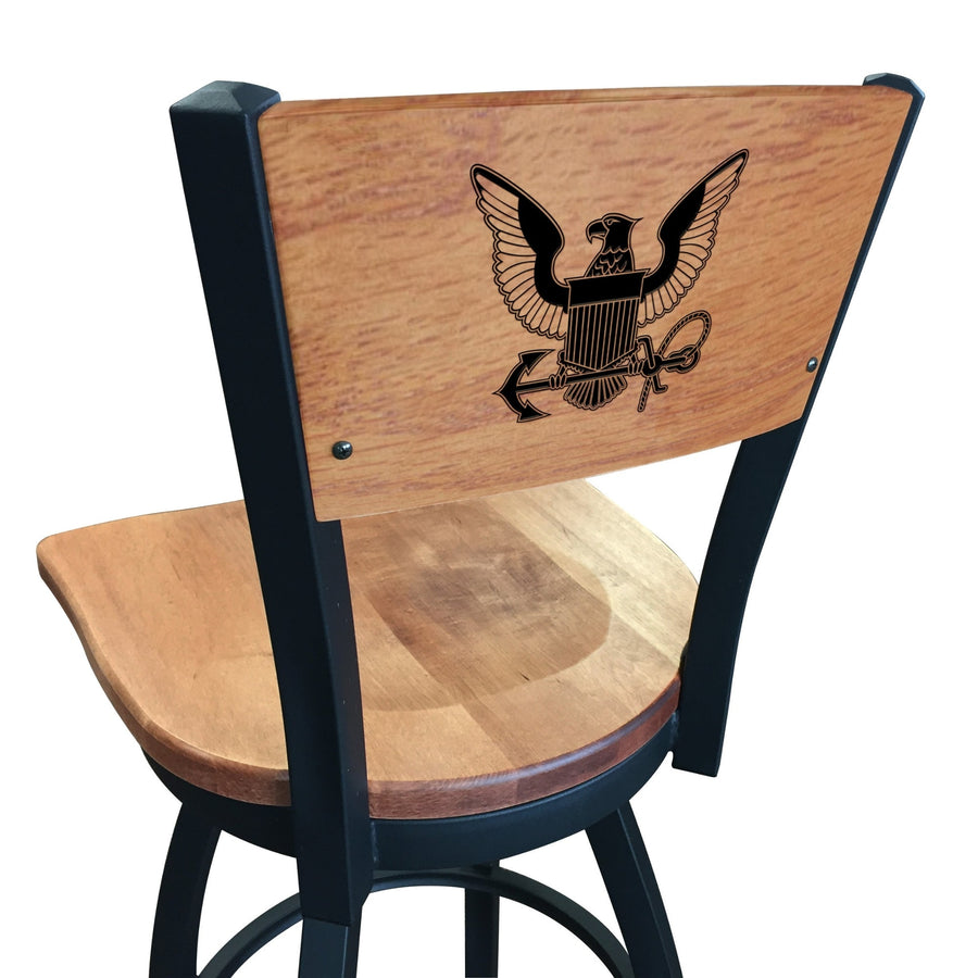 Navy Eagle Swivel Stool with Laser Engraved Back*