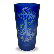 Load image into Gallery viewer, Navy Anchor Logo Frosted Mixing Glass Tumbler