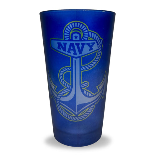Navy Anchor Logo Frosted Mixing Glass Tumbler