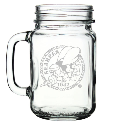 Seabees 16oz Old Fashioned Drinking Jar with Handle*