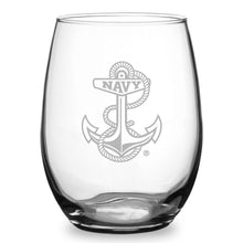 Load image into Gallery viewer, Navy Anchor 21oz Stemless Wine Glass*