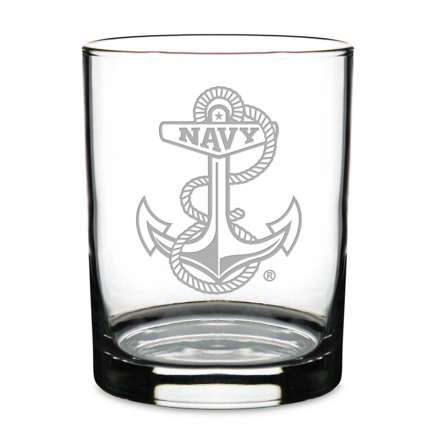 Navy Anchor Double Old Fashion Glass*