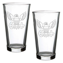 Load image into Gallery viewer, Navy Eagle Set of 2 16oz Pint Glasses*