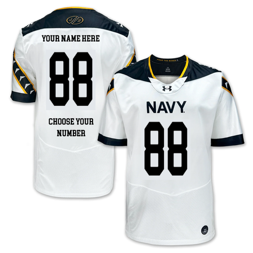 Navy Under Armour 2024 Rivalry Men's Custom Football Replica Jersey (White)