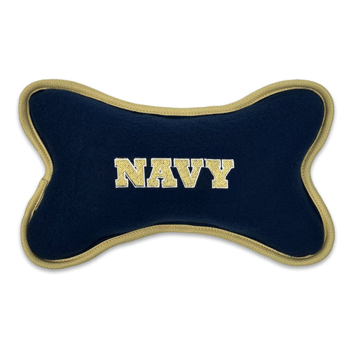 Navy Embroidered Bone Shaped Squeak Toy (Large - 10