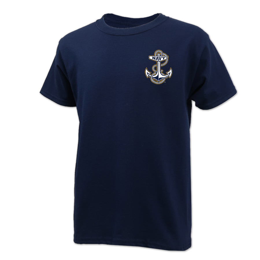 Navy Anchor Youth Left Chest T-Shirt