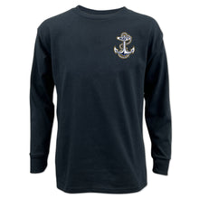 Load image into Gallery viewer, Navy Anchor Youth Left Chest Long Sleeve T-Shirt