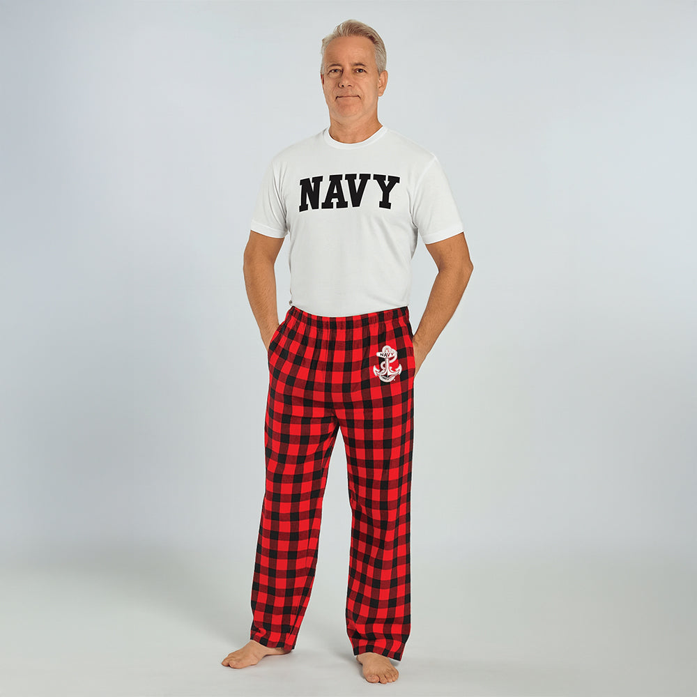 Navy Anchor Holiday Flannel Pants