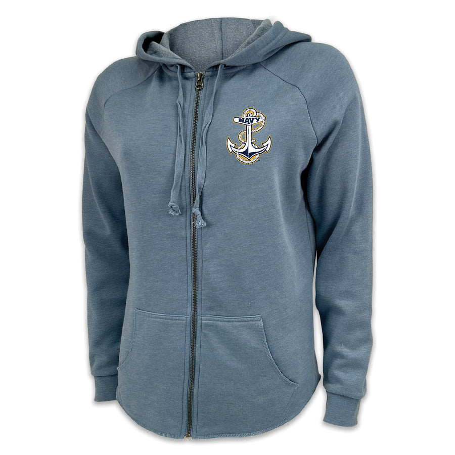 Navy Anchor Ladies Full Zip Hood (4 colors available)