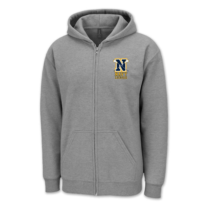 Navy Lacrosse Logo Full Zip Hood