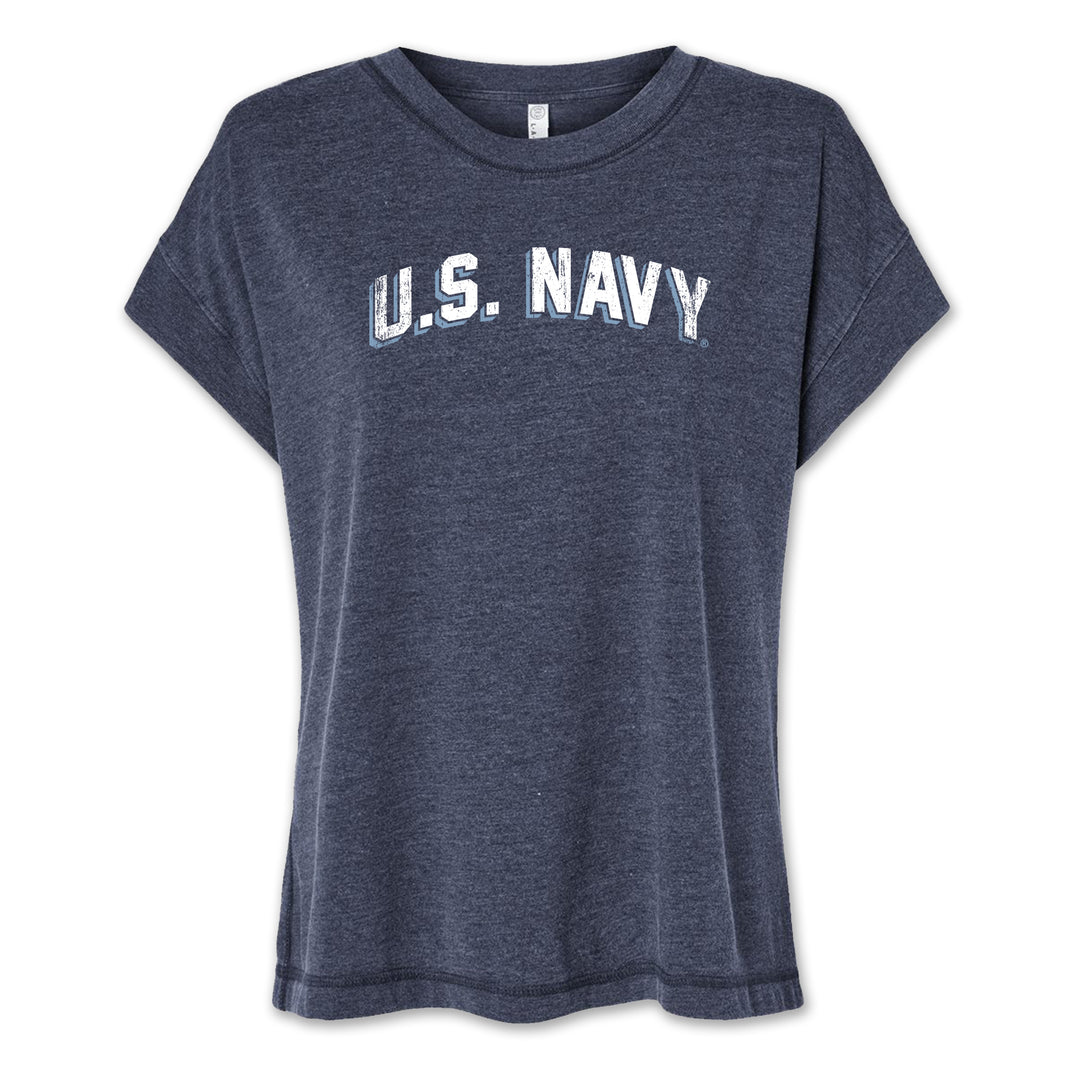 Navy Ladies Distressed Arch T-Shirt (Washed Navy)