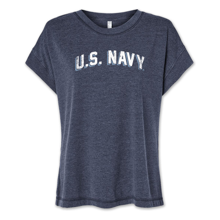Navy Ladies Distressed Arch T-Shirt (Washed Navy)