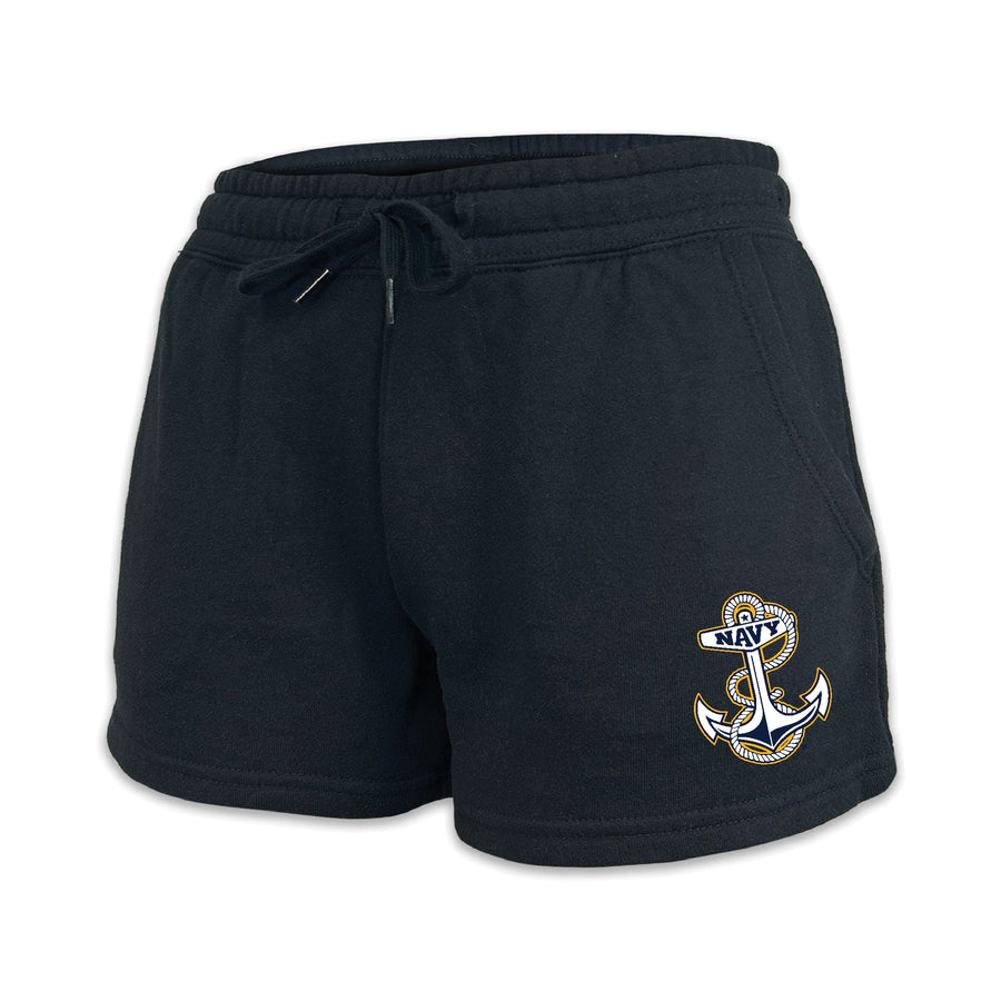 Navy Anchor Ladies Fleece Shorts (4 colors available)