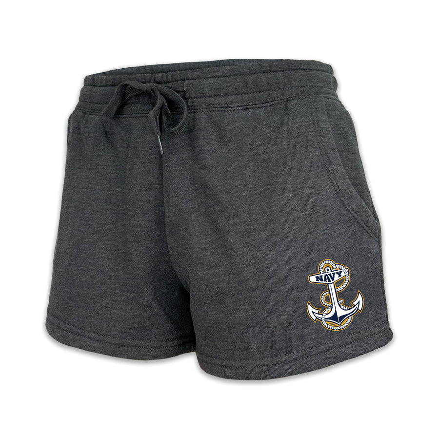 Navy Anchor Ladies Fleece Shorts (4 colors available)