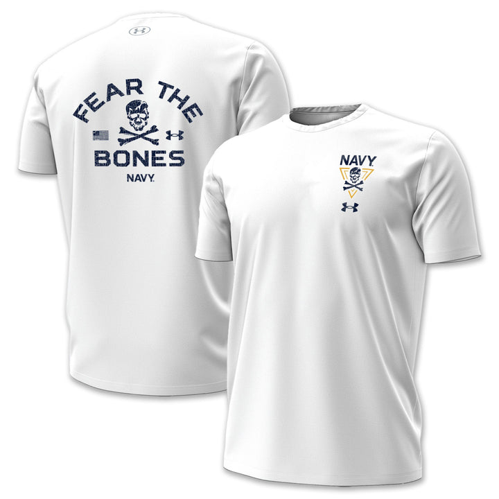 Navy Under Armour 2-Sided Fear the Bones T-Shirt (White)