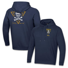 Load image into Gallery viewer, Navy Under Armour 2024 Rivalry Jolly Rogers Fear the Bones Triangle Fleece Hood (Navy)