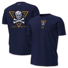 Load image into Gallery viewer, Navy Under Armour 2024 Rivalry 2-Sided Jolly Rogers Fear the Bones Triangle T-Shirt (Navy)