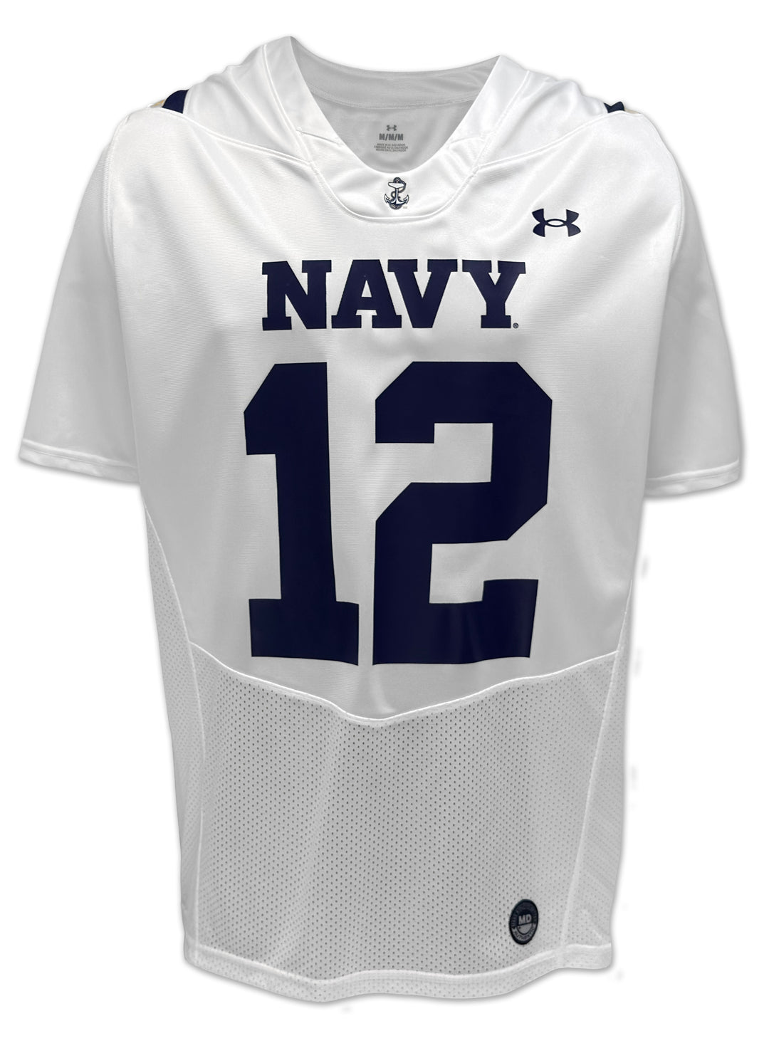 Navy Under Armour Sideline Replica Football Jersey #12 (White)