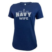 Load image into Gallery viewer, Navy Wife Ladies T-Shirt (Navy)