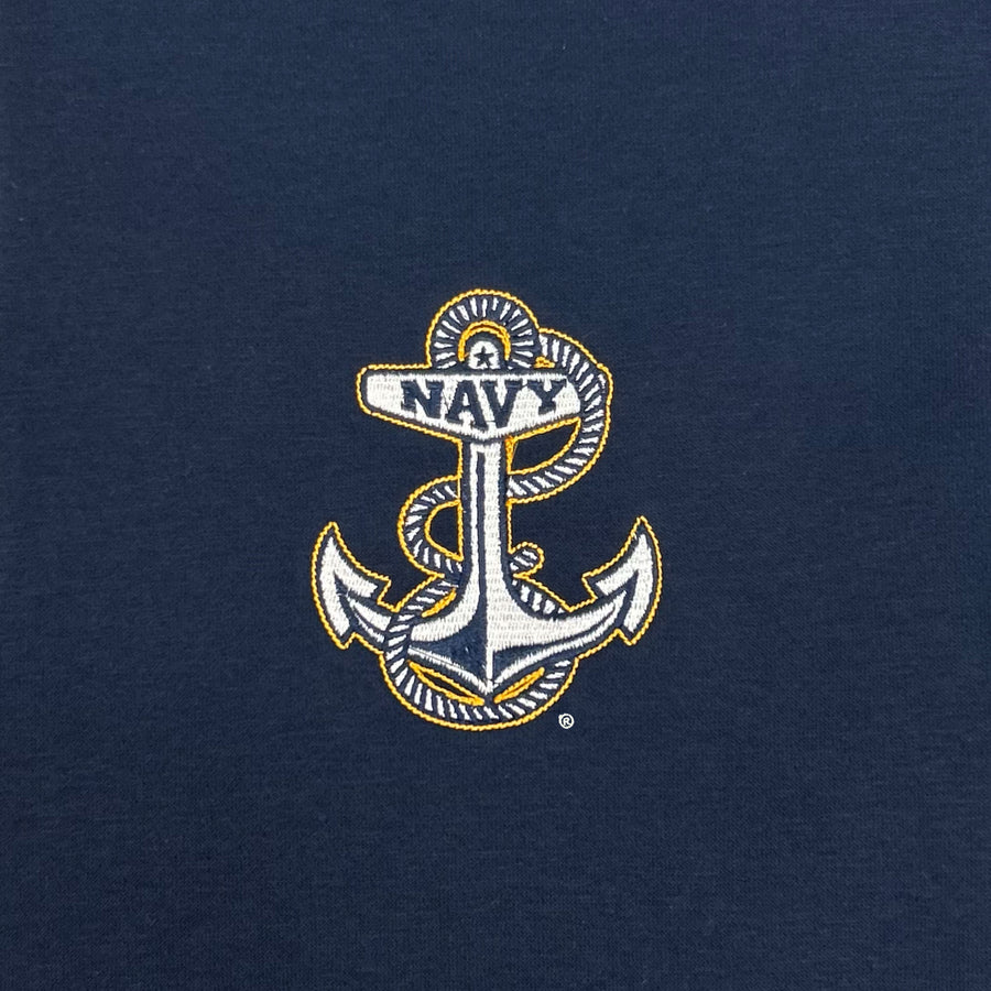 Navy Anchor Tackle Twill Embroidered Fleece Hood (Navy)