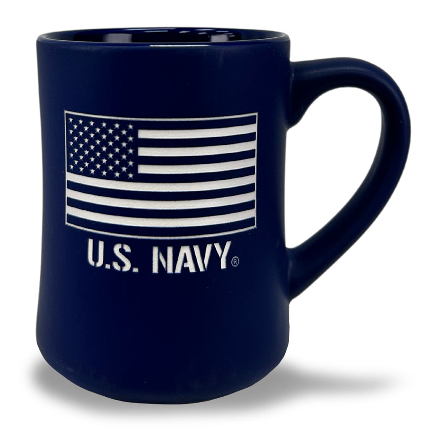 Navy American Flag MK Etched Mug (Blue)