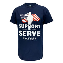 Load image into Gallery viewer, Support Those Who Serve Soldier T-Shirt (Navy)
