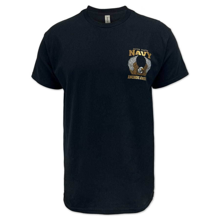 Navy Gold Eagle Anchors Aweigh T-Shirt (Black)
