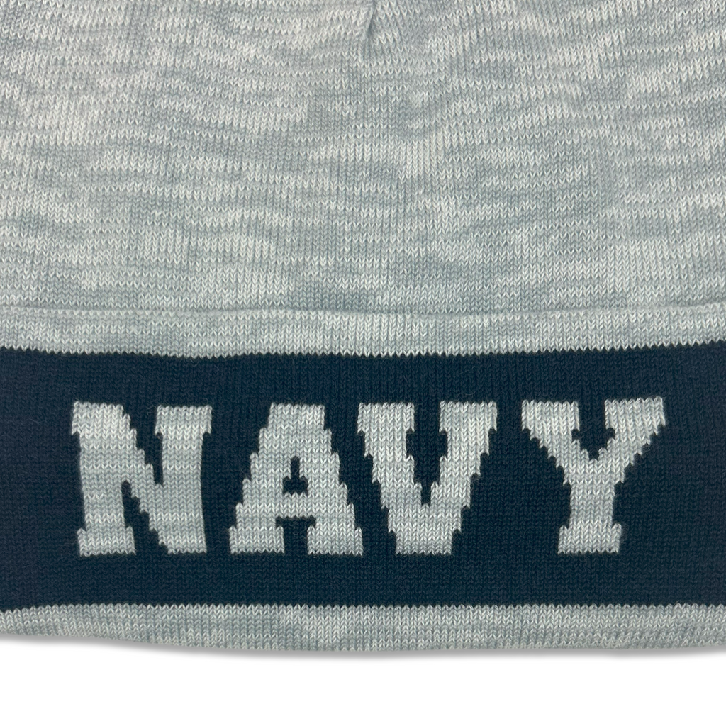 Navy Under Armour Sideline Jacquard Knit Cuff Beanie (Grey)