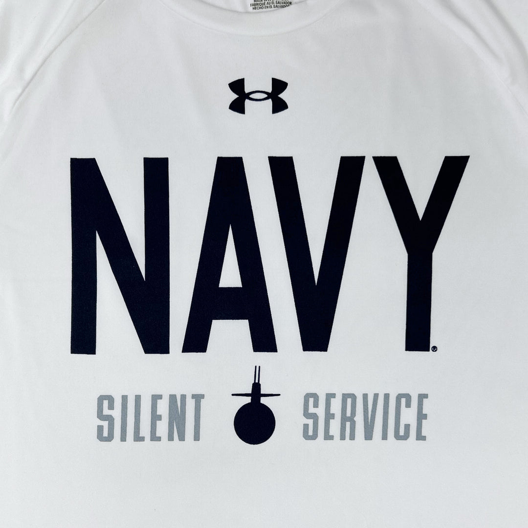 Navy Under Armour Silent Service Tech Long Sleeve T-Shirt (White)