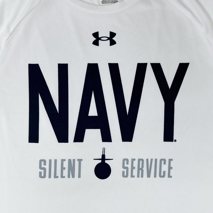 Navy Under Armour Silent Service Tech Long Sleeve T-Shirt (White)