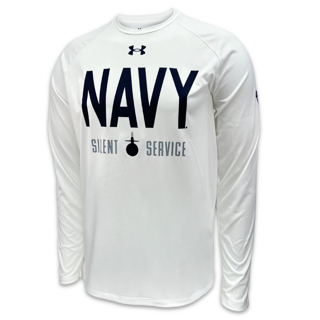 Navy Under Armour Silent Service Tech Long Sleeve T-Shirt (White)