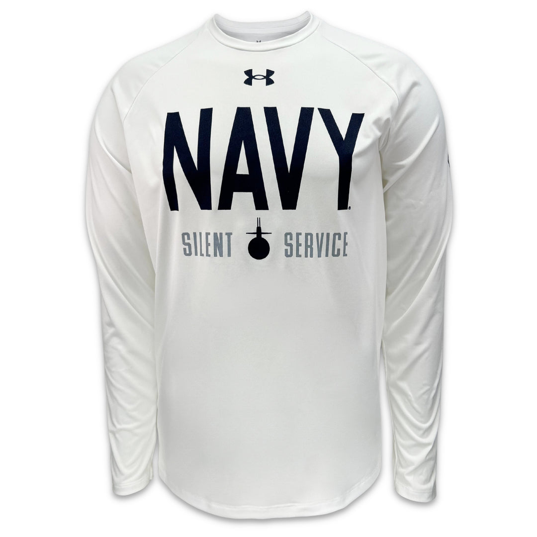 Navy Under Armour Silent Service Tech Long Sleeve T-Shirt (White)