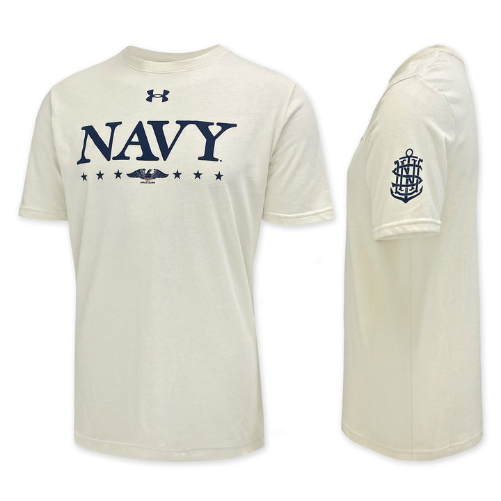Navy Under Armour 2025 Rivalry Navy Eagle Cotton T-Shirt (Stone)