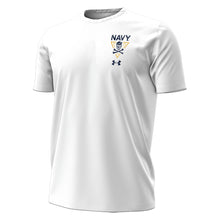 Load image into Gallery viewer, Navy Under Armour 2024 Rivalry 2-Sided Fear the Bones T-Shirt (White)