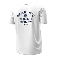 Load image into Gallery viewer, Navy Under Armour 2024 Rivalry 2-Sided Fear the Bones T-Shirt (White)