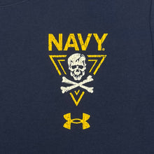 Load image into Gallery viewer, Navy Under Armour 2024 Rivalry 2-Sided Jolly Rogers Fear the Bones Triangle T-Shirt (Navy)