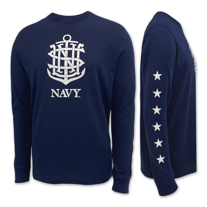 Navy Anchor Under Armour 2025 Rivalry Performance Cotton LS T-Shirt (Navy)