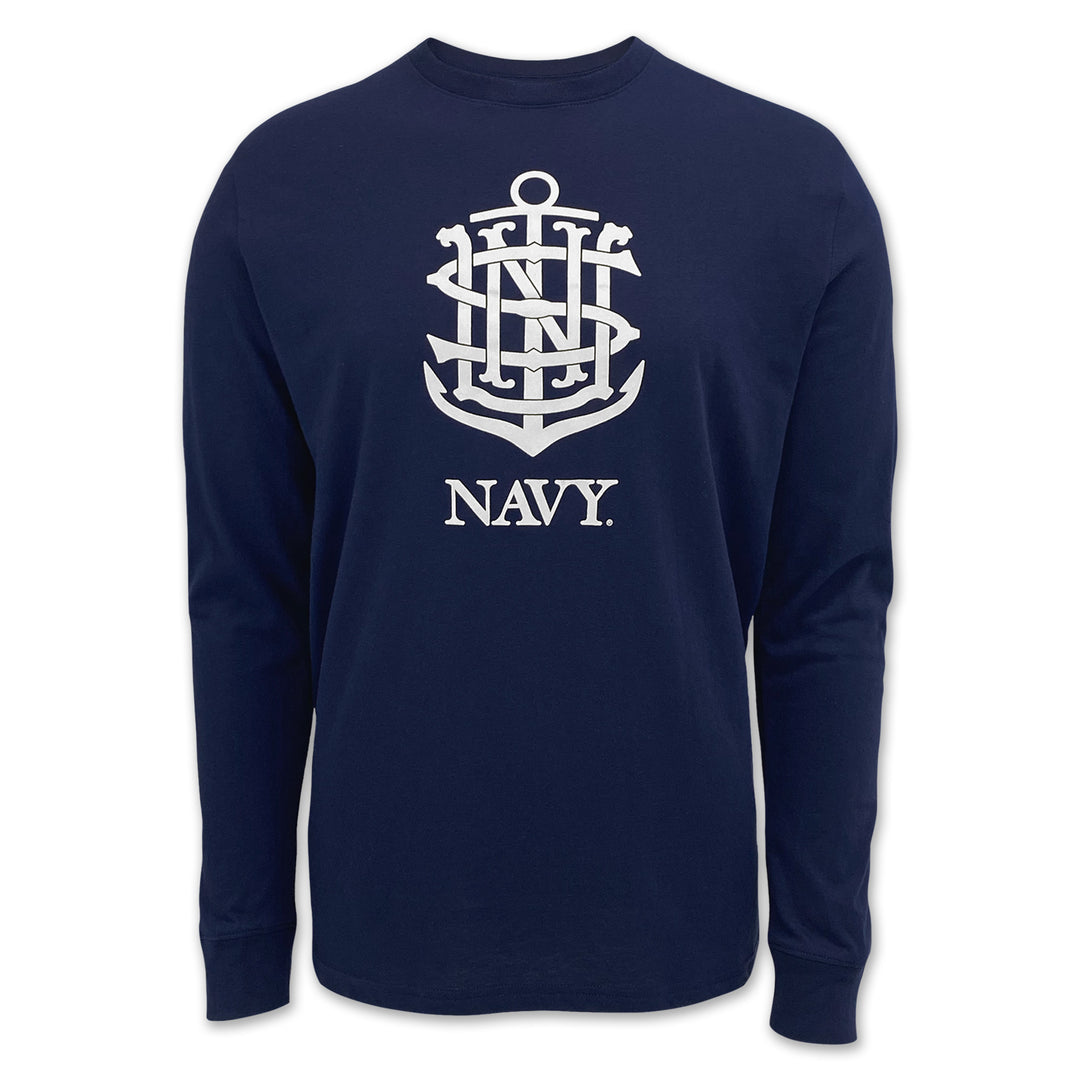 Navy Anchor Under Armour 2025 Rivalry Performance Cotton LS T-Shirt (Navy)