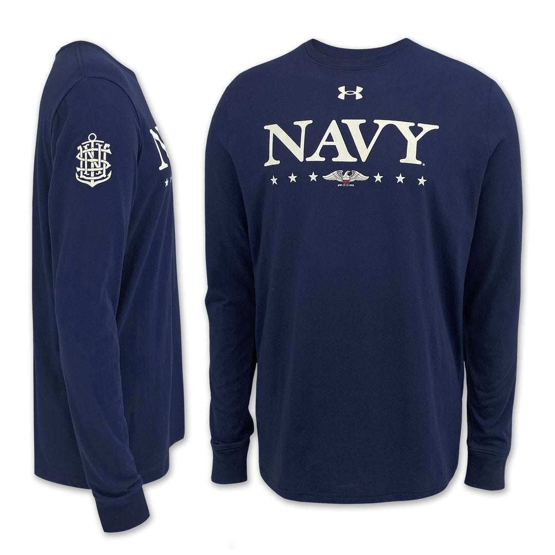 Navy Under Armour 2025 Rivalry Navy Eagle Cotton LS T-Shirt (Navy)