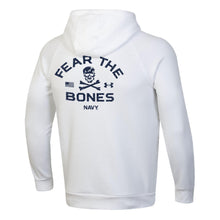 Load image into Gallery viewer, Navy Under Armour 2024 Rivalry Fear the Bones Fleece Hood (White)