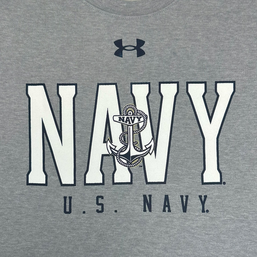 Navy Under Armour Gameday Double Knit Fleece Crewneck (Grey)