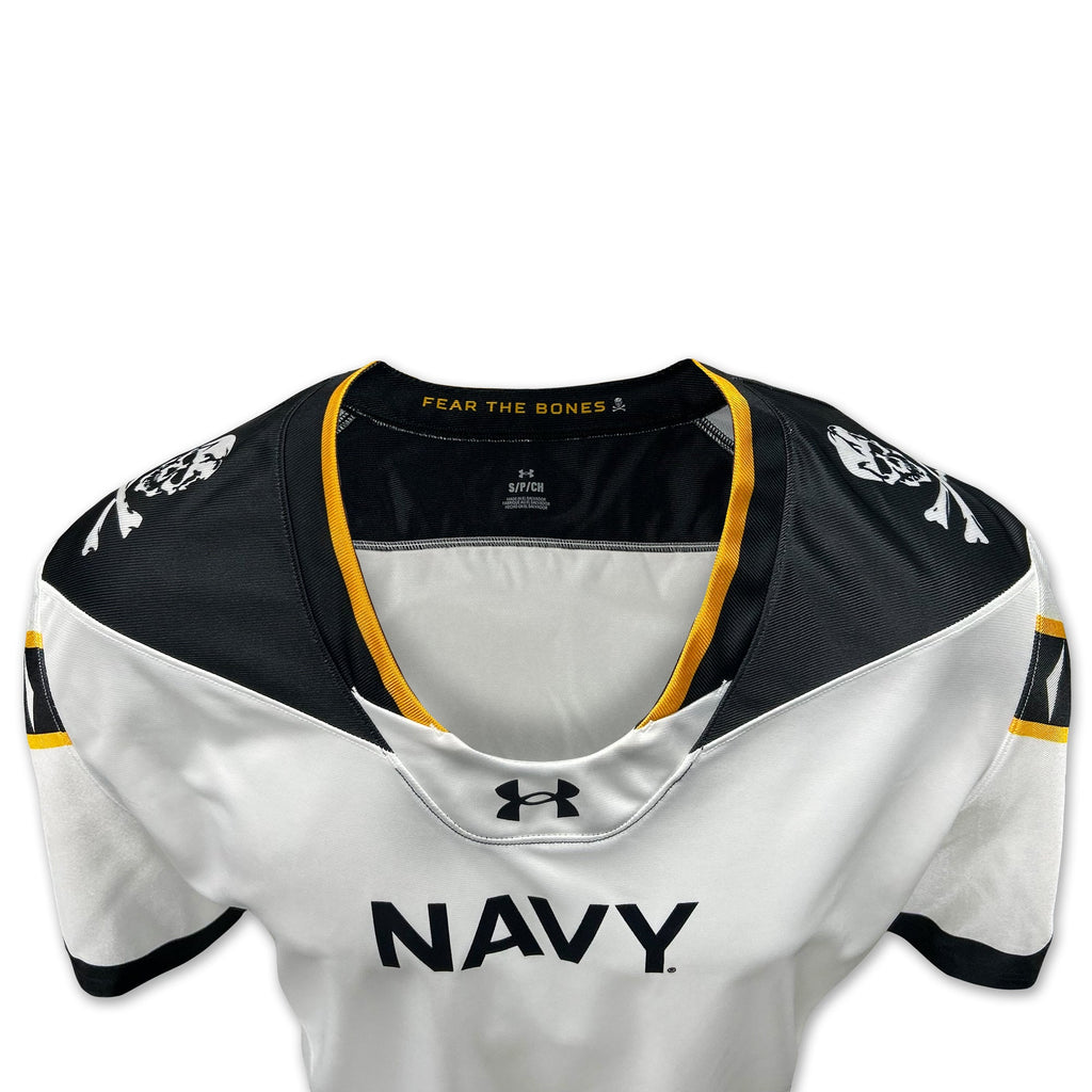 Navy Under Armour 2024 Rivalry Men's Custom Football Replica Jersey (White)