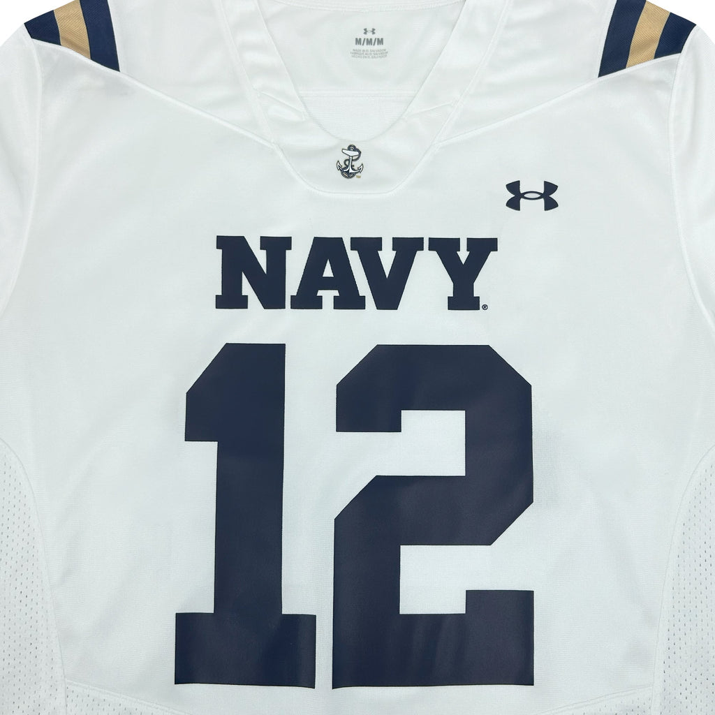 Navy Under Armour 2024 Sideline Replica #12 Football Jersey (White)