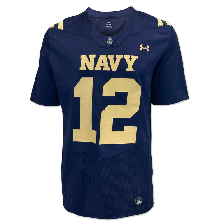 Navy Under Armour Sideline Replica #12 Football Jersey (Navy)