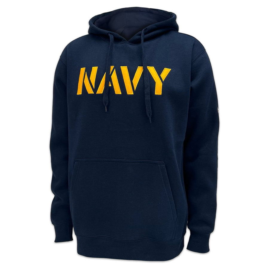 Navy Anchor Tackle Twill Embroidered Fleece Hood (Navy)